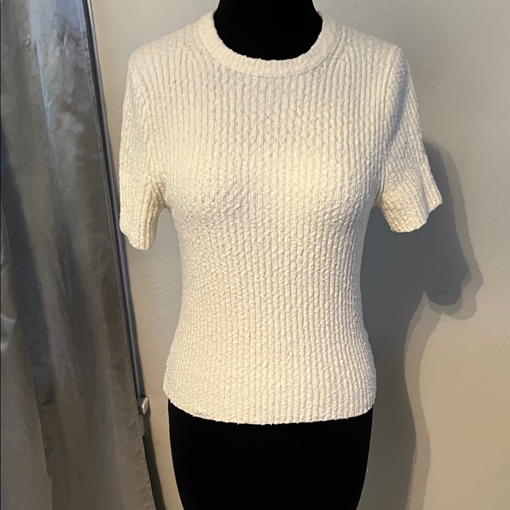 Madewell Cream Textured Knit Top
